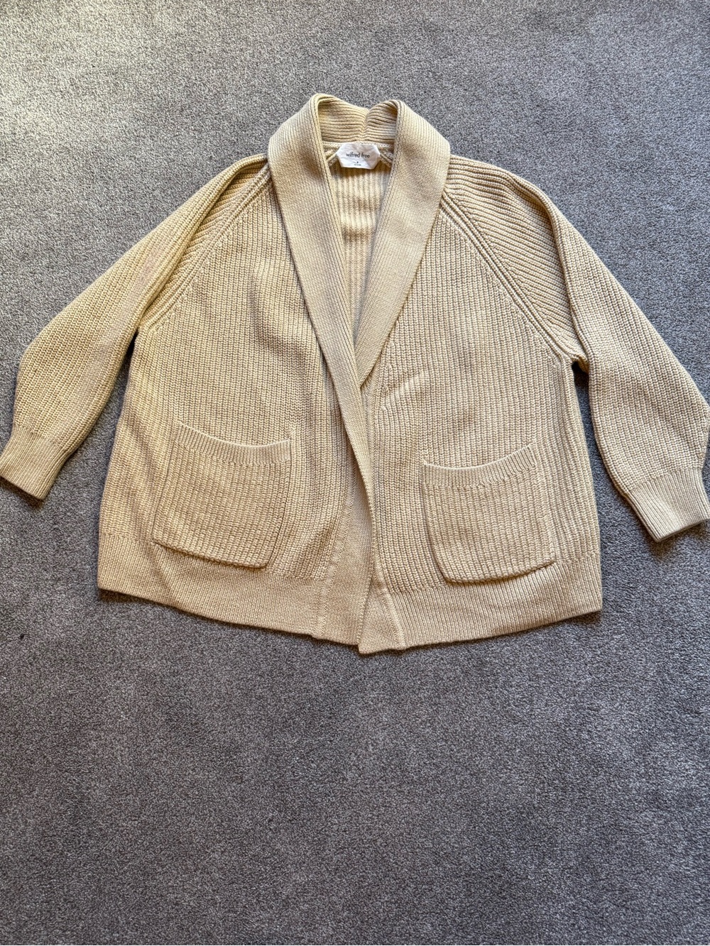 Wilfred Cream Shawl Collar Open Knit Cardigan
